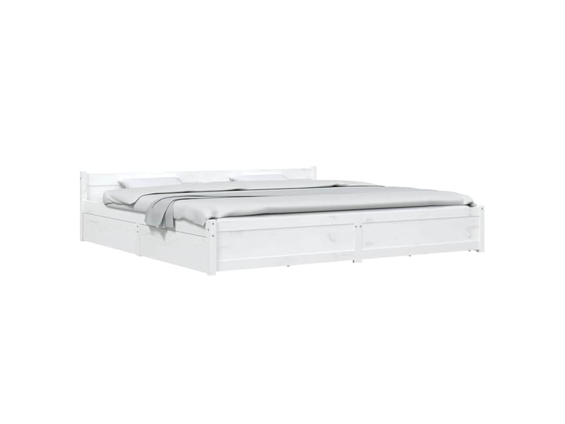  Lit double- lit adulte -  cadre de lit sans matelas avec tiroirs blanc  - Conforama B