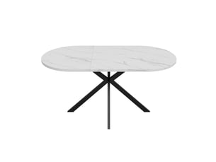 Table à manger extensible ovale blanche, 120/160 x 80 cm, 4–6 places
