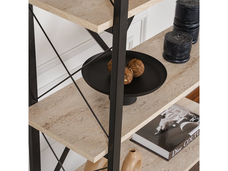 Étagère industrielle en métal noir 5 étagères modèle elysian - beige - Conforama E
