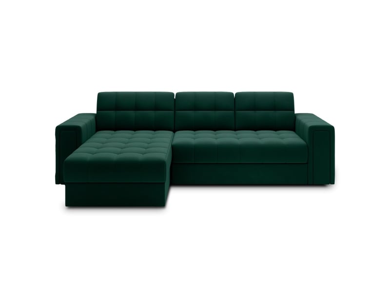 Canapé d'angle convertible kapitara vert réversible avec coffre de rangement - Conforama A