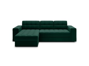 Canapé d'angle convertible kapitara vert réversible avec coffre de rangement