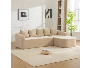 Canapé modulaire en chenille avec méridienne 3 places - sans montage et base antidérapante