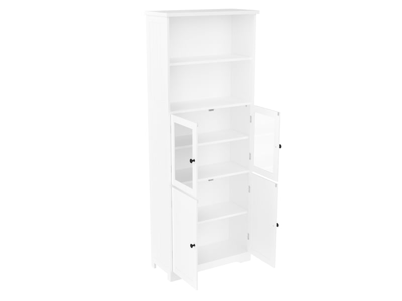  Meuble de salle de bain 57,4x28,5x160 cm blanc en panneau mdf avec rangements  - Conforama E