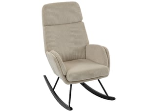 Fauteuil à bascule en velours côtelé avec dossier haut beige 94x67,5x106 cm