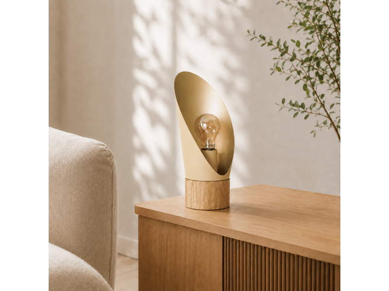  Lampe à poser en métal crème et bois h30 cm-spoon Spoon - Conforama B