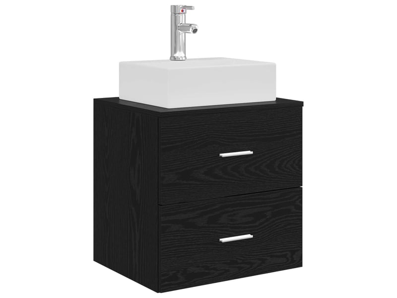  Vanité de lavabo mural, meuble de rangement chêne noir 49.5x41x62.5 cm  - Conforama A
