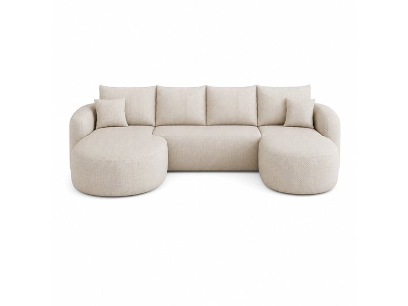  Canapé d’angle en u modulaire 5 places en tissu chenille blanc, sans montage Y168-L-CHAISE-2SEATER-1O-WHITE - Conforama A