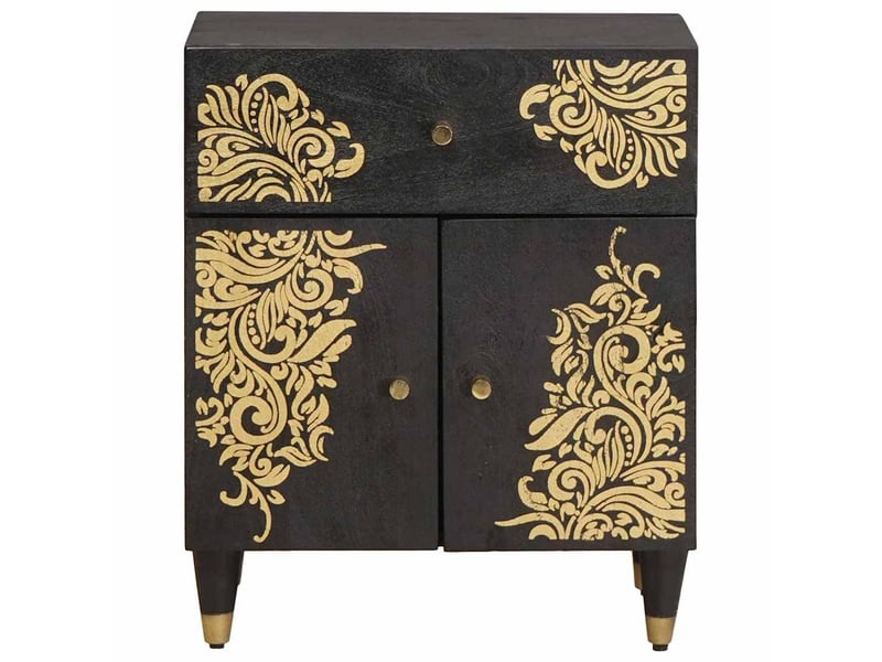  Table de chevet avec porte avec tiroir noir 50 x 33 x 60 cm  - Conforama C