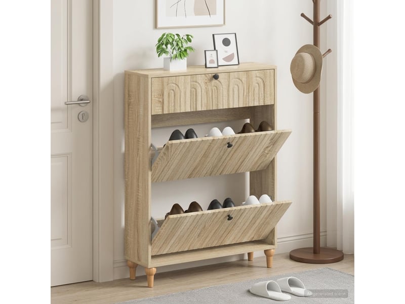  Meuble à chaussure, cabinet à chaussures alkmaar 78x24x103 cm bois d'ingénierie shl3343  - Conforama B