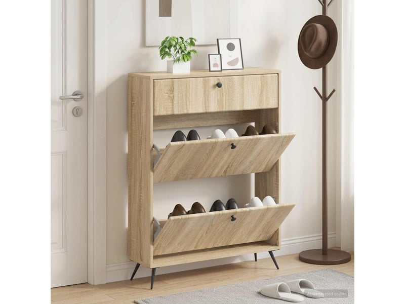  Meuble à chaussure, cabinet à chaussures breda 78x24x103 cm bois d'ingénierie shl559  - Conforama B