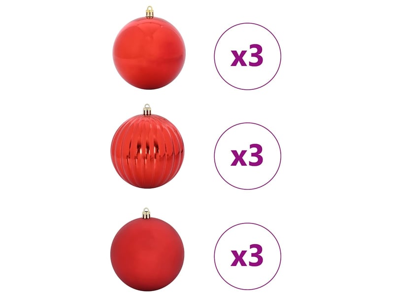  Ensemble de boules de noël xl 9 pcs rouge ø 15 cm plastique  - Conforama C