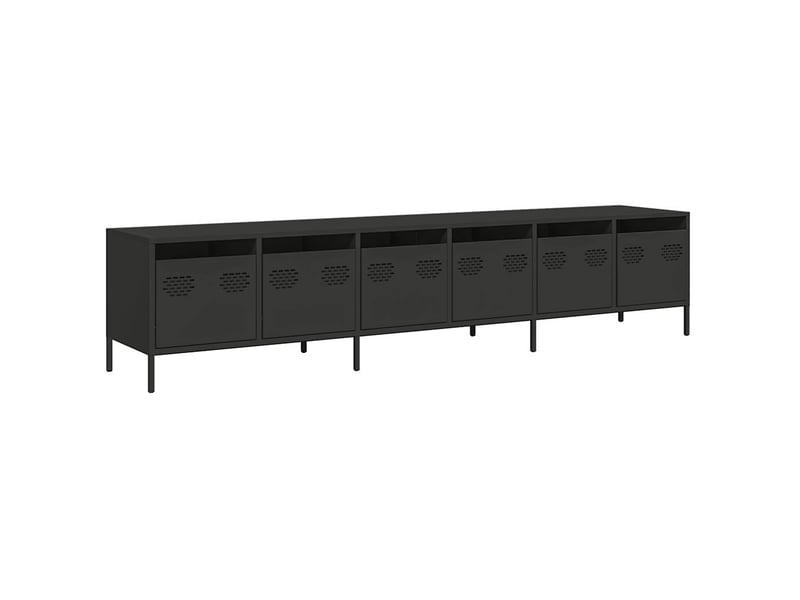  Meuble tv - banc tv - meuble de rangement noir 202x39x43,5 cm acier laminé à froid  - Conforama A