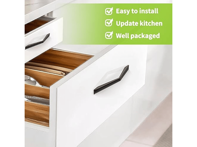  10 poignées pour armoire de cuisine avec distance entre centres de 96 mm, poignées noires pour porte de cuisine et meubles.  - Conforama C