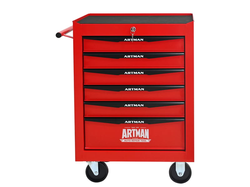  Servante d'atelier à 6 tiroirs 60 x 33 x 77,5 cm rouge et noir en acier, mobile et verrouillable  - Conforama D
