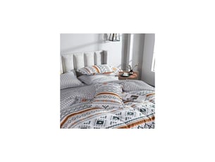 Housse de couette 220x240cm + 2 x taies d'oreiller 50x75cm - marbre noir et blanc réversible parure de lit 2 personne adulte