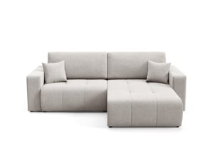 Canapé d'angle réversible convertible 4 places Tissu gris avec coffre de rangement