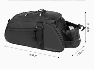 Sac de porte-bagages polyester 900d noir 38x16x18cm