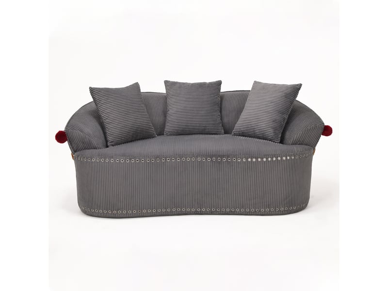  Canapé droit 2 places en cordonnet, design chapeau de clown, coussins et tapis pour animal inclus, ambiance chaleureuse et confortable  - Conforama A