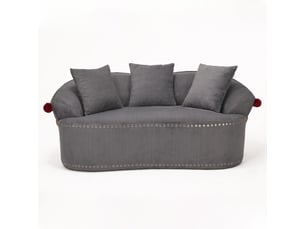 Canapé droit 2 places en cordonnet, design chapeau de clown, coussins et tapis pour animal inclus, ambiance chaleureuse et confortable