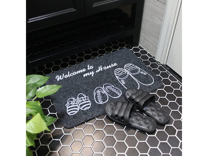  Tapis de porte extérieur et intérieur,tapis absorbant noir gris,tapis d’entrée antidérapant facile à nettoyer avec revêtement en caoutchouc pour coulo  - Conforama D