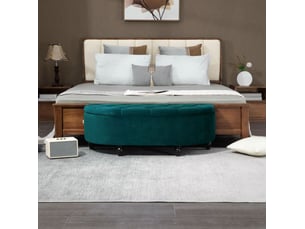 Banc coffre 120 x 46 x 42 cm – vert foncé – assise capitonnée en velours avec couvercle relevable