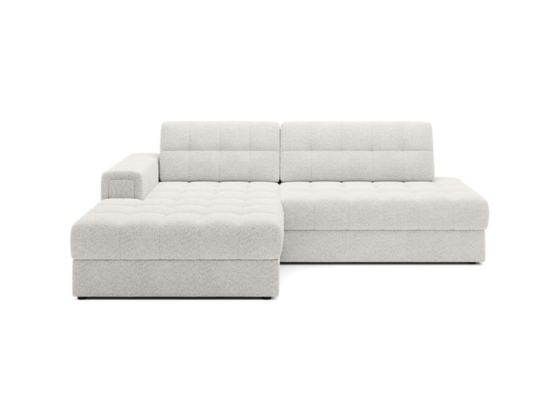Canapé d'angle convertible cubito blanc bouclette 240 cm avec coffre et couchage - Conforama A