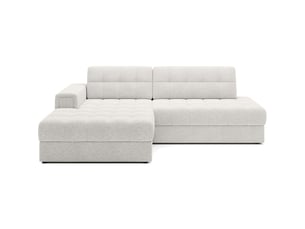 Canapé d'angle convertible cubito blanc bouclette 240 cm avec coffre et couchage