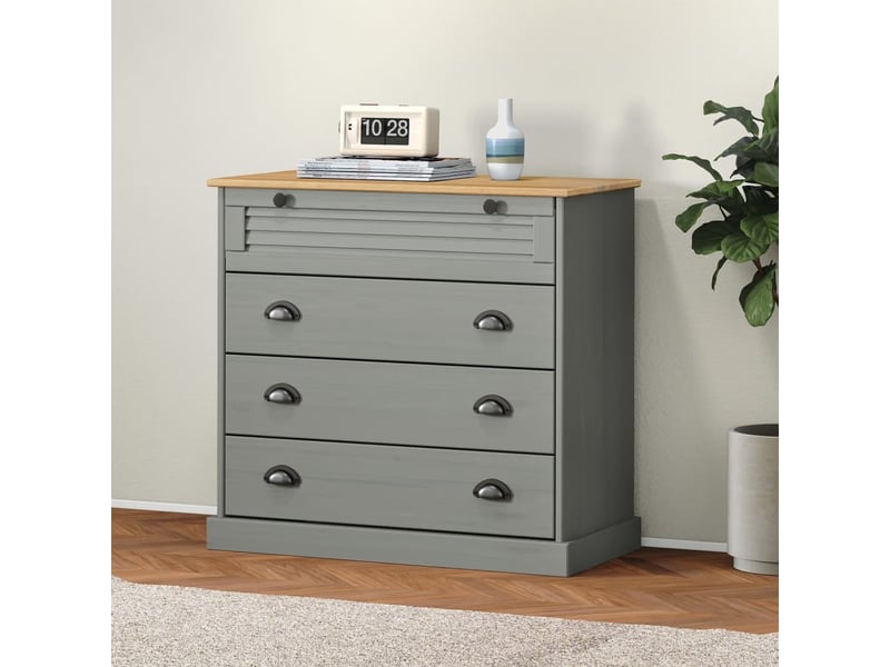  Commode, armoire à tiroirs bureau vigo gris 80x40x76 cm bois massif de pin  - Conforama B