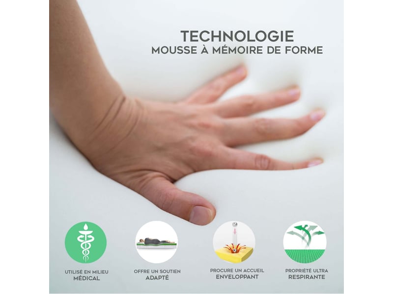 Oreiller mémoire de forme bambou, micro-perforé - collection bamboo - 40 x 70 cm PREMIUM - Conforama D