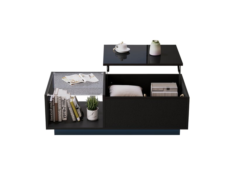  Table basse rectangulaire noir led - 50x100 cm table basse noir - Conforama A
