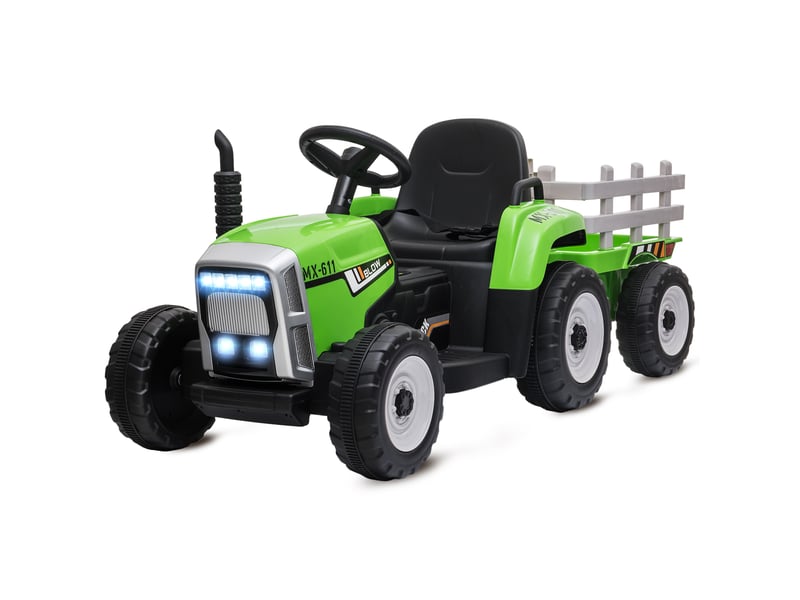  Voiture électrique pour enfants, tracteur pour enfants, avec télécommande parentale, vitesse maximale de 6 kmh ; vert et noir  - Conforama B