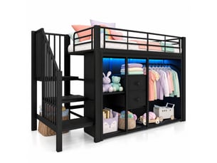 Lit mezzanine 90x200 cm MEUBLIV   coloris noir