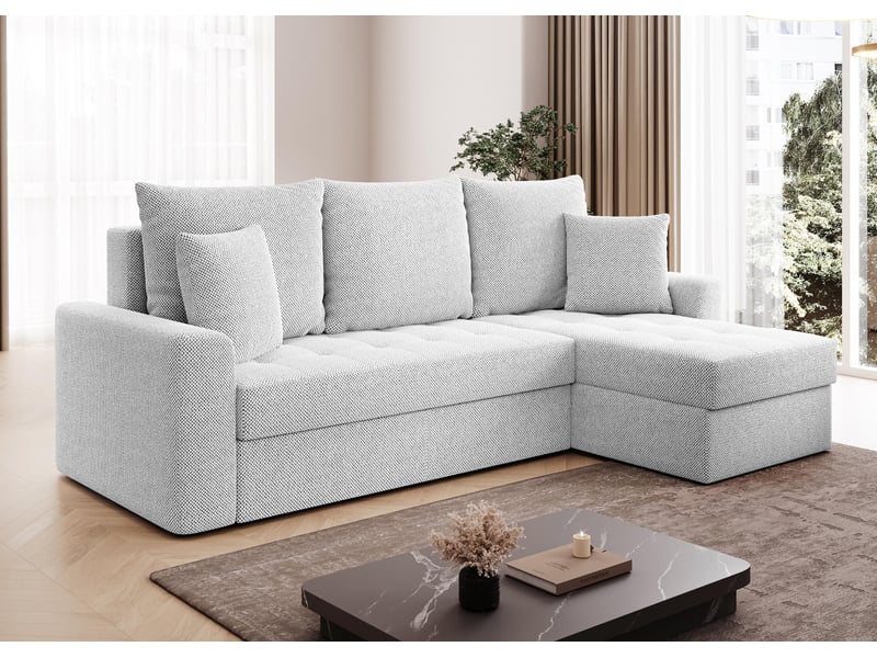  Canapé d’angle karaman 238 cm blanc perle convertible avec coffre Karaman - Conforama B