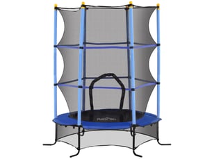Trampoline enfant ø 1,63 × 1,9h m filet de sécurité porte zipée couvre-ressorts 6 poteaux rembourrés inclus bleu