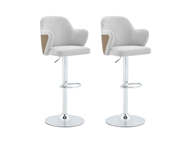  Lot de 2 tabourets de bar réglables,45x37,6x118 cm,tissu,gris et marron  - Conforama A