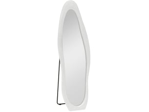 Miroir sur pied corps entier 50 x 160 cm – blanc – cadre ondulé velouté, pose au sol stable ou murale