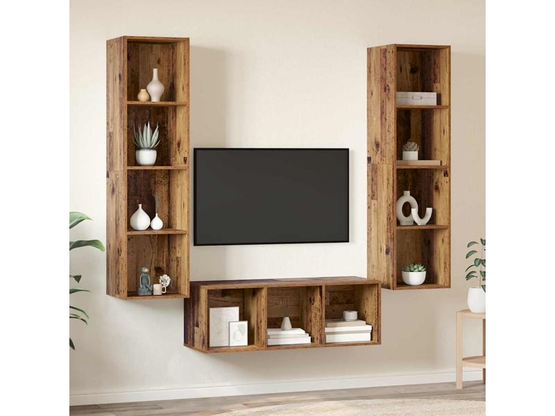  Ensemble meuble tv - banc tv - meuble de rangement 3 pcs bois ancien bois d'ingénierie  - Conforama D