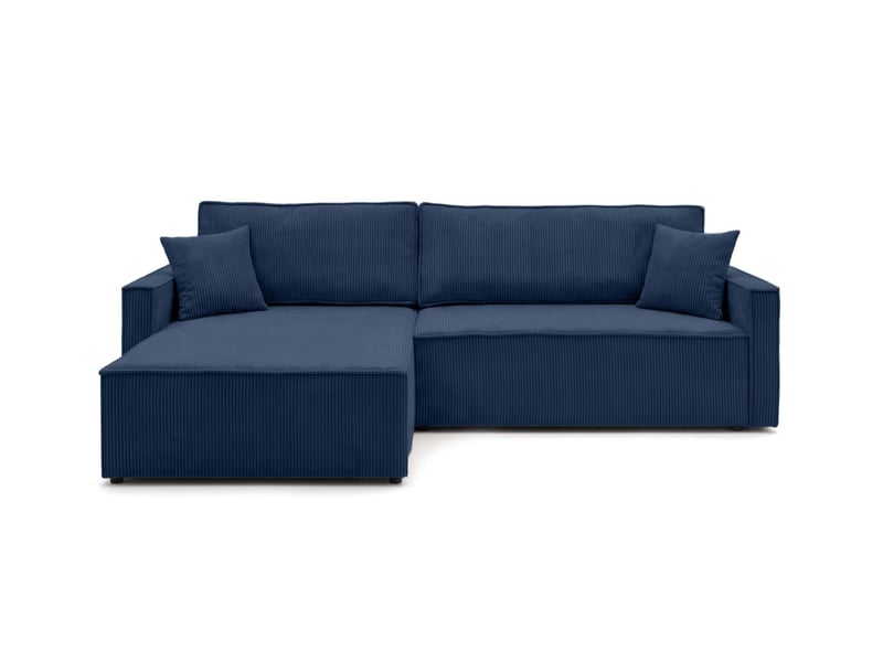  Farah - canapé d'angle max réversible et convertible 5 places accoudoirs slim en velours côtelé  - Conforama E