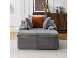 Canapé convertible corda, gris, sans montage, méridienne, 3 coussins et 1 couverture incluse