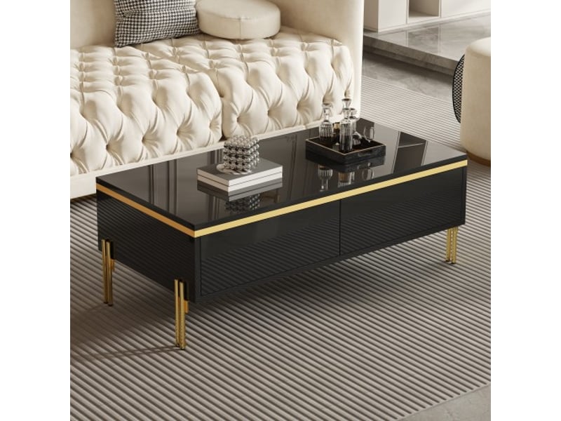  Table basse laquée ultra-brillante moderne 100×50×36 cm – multifonctionnelle et table d’appoint salon  - Conforama B