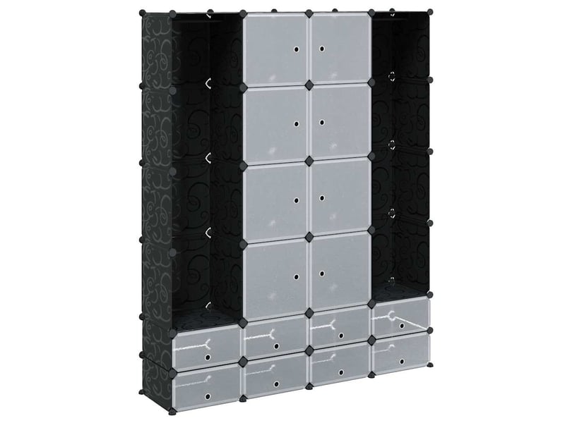  Armoire modulaire 18 compartiments noir et blanc 37x146x180,5cm  - Conforama A