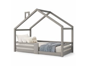 Lit cabane 90x200 cm MAISENTIEL coloris gris