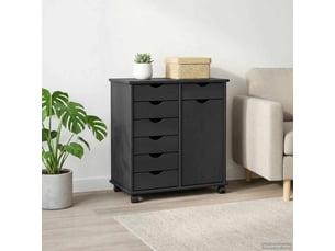 Caisson roulant de bureau 63,5 x 39 x 65,5 cm bois de pin massif gris shl408