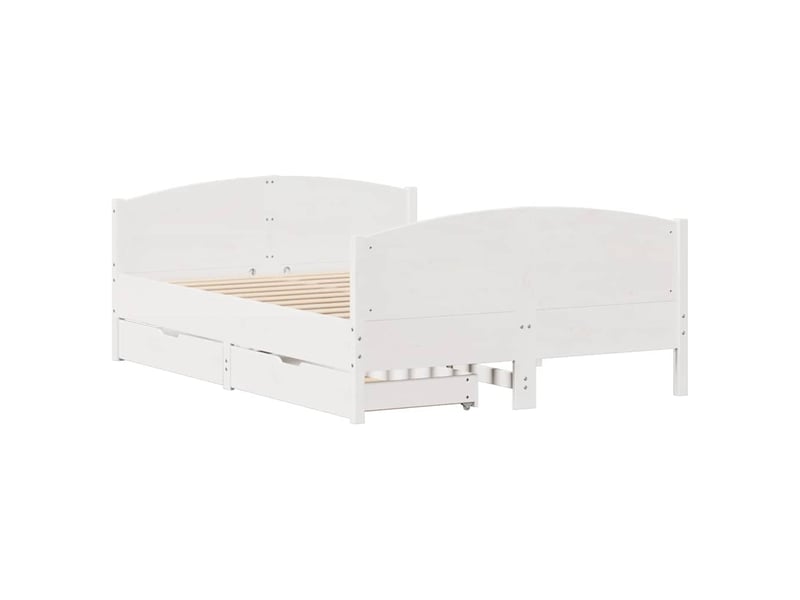  Lit double- lit adulte -  cadre de lit sans matelas blanc 140x200 cm bois de pin massif  - Conforama B