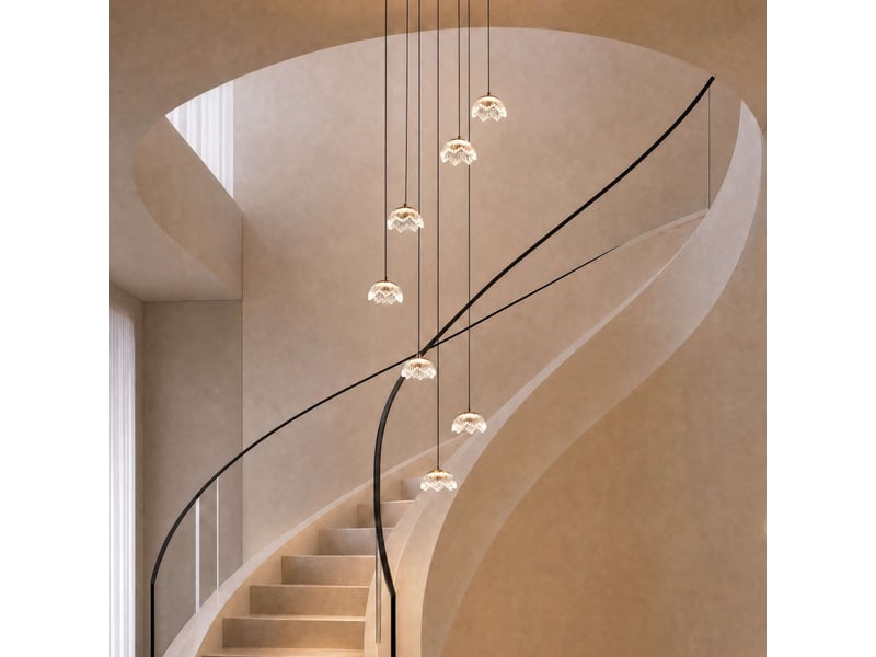  Longue suspension cascade florale en verre led dimmable 2 m - liliana Liliana - Conforama C