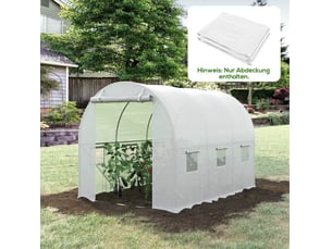 Housse de remplacement pour serre 300x200x200 cm – blanche – 24 fenêtres enroulables et porte zippée