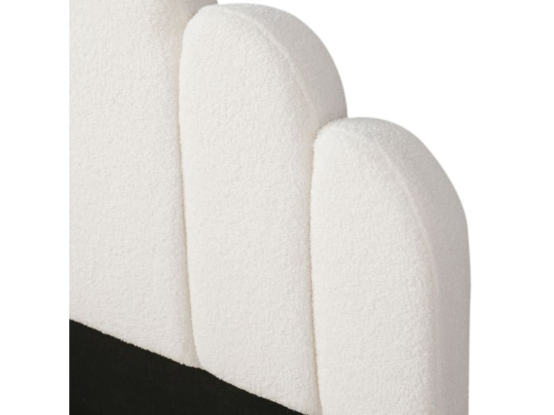  Lit simple 90 x 200 cm rembourré tête de lit rembourrée angles arrondis tissu bouclé beige  - Conforama D