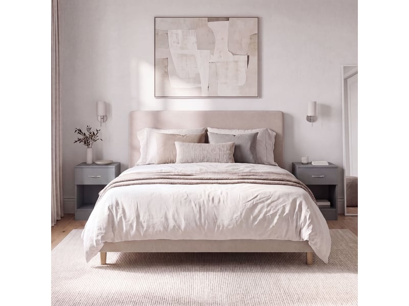  Table de chevet riano, commode de nuit, chambre, 47x40x36cm, set de 2, 1 tiroir, gris 3332393 - Conforama E