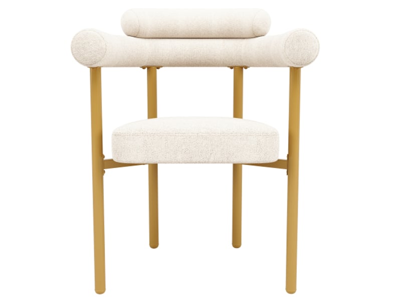 Lot de 2 chaises de salle à manger, chaise beige, sièges en anneau, pieds de chaise de couleur dorée - Conforama C