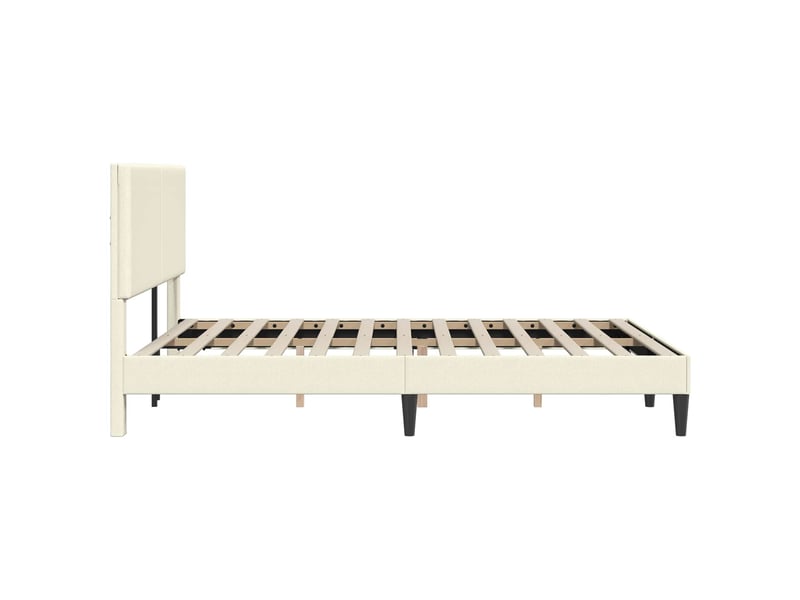  Lit double- lit adulte -  cadre de lit crème 120 x 190 cm tissu en velours côtelé  - Conforama D
